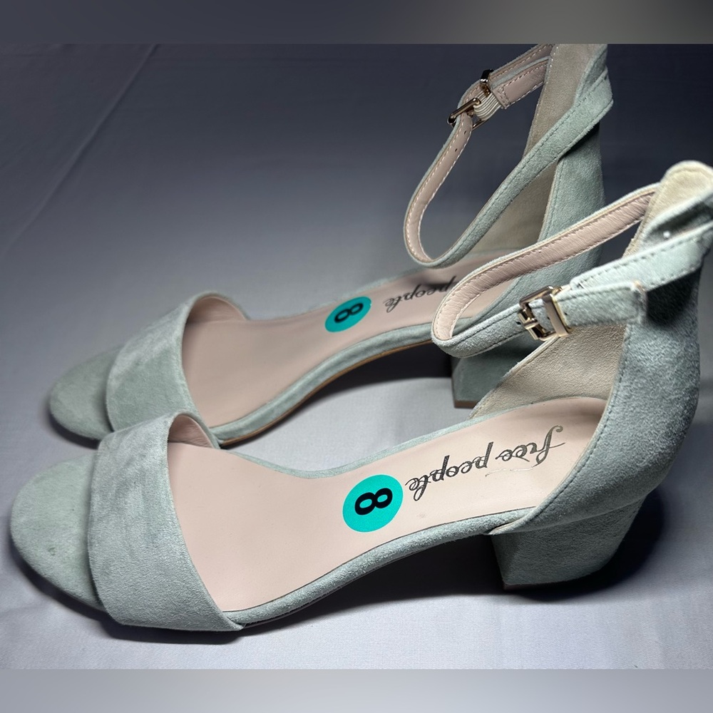 Free People Women's Suede Heels - Light green Size 8 - Picture 3 of 9